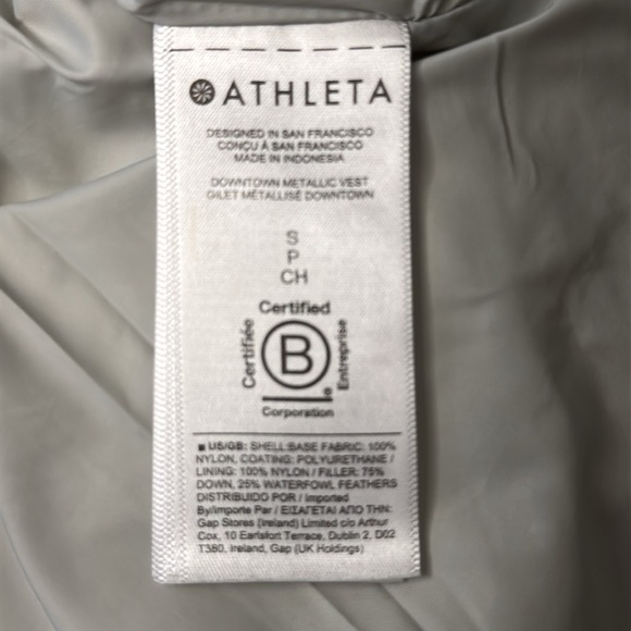 Athleta Downtown Metallic Down Vest, Size S, Color Metallic Silver - Picture 9 of 10